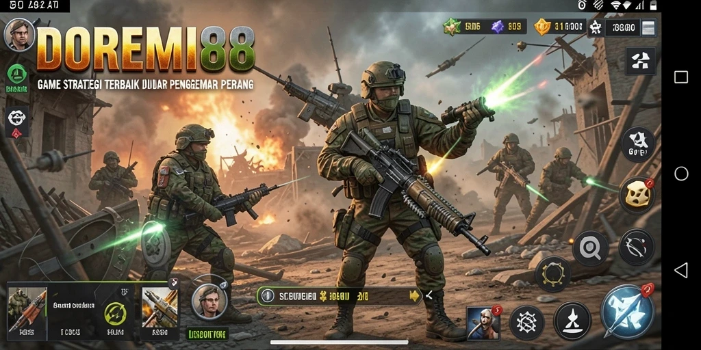 Tampilan gameplay DOREMI88 dengan pertempuran taktis yang intens.