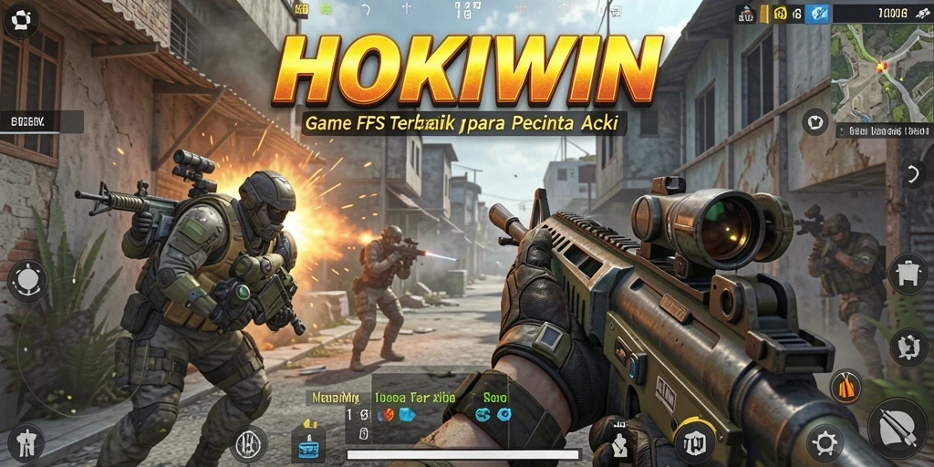 Screenshot gameplay HOKIWIN menampilkan aksi seru dalam permainan FPS.