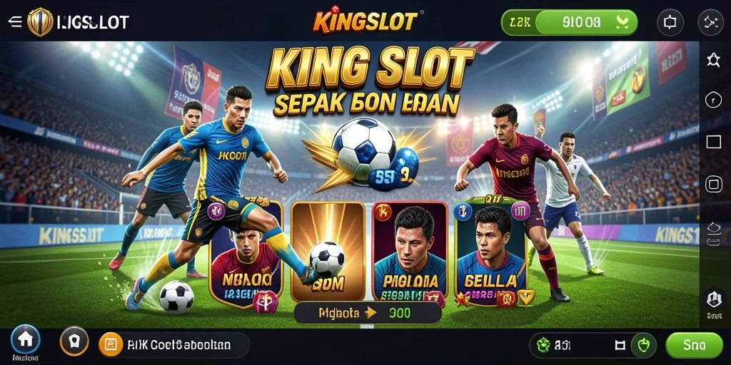 Screenshot gameplay KINGSLOT menampilkan keseruan slot bertemakan sepak bola.