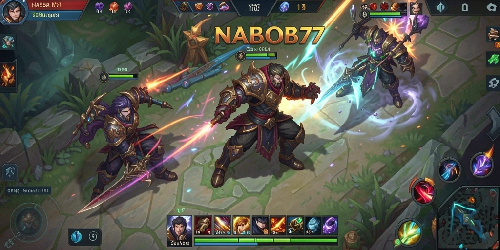 Tampilan gameplay seru di NABOB77 dengan pertarungan tim strategis.