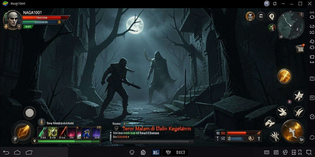 Gameplay NAGA1001 yang menegangkan dalam suasana gelap dan misterius.