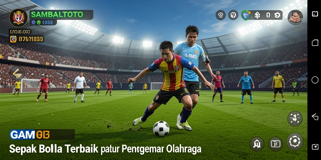Tampilan gameplay intens di lapangan sepak bola.