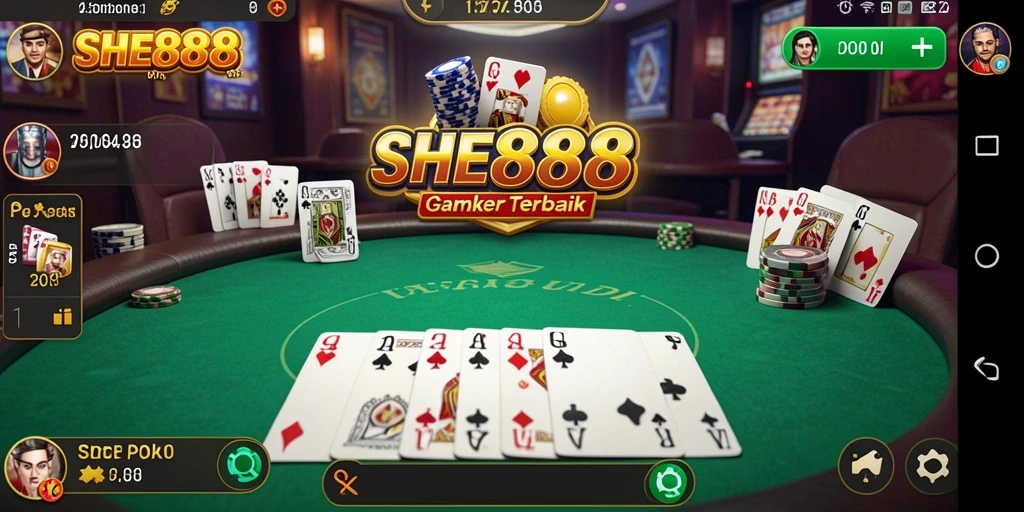 Tampilan gameplay menarik dalam game Poker SHE888 dengan fitur interaktif.