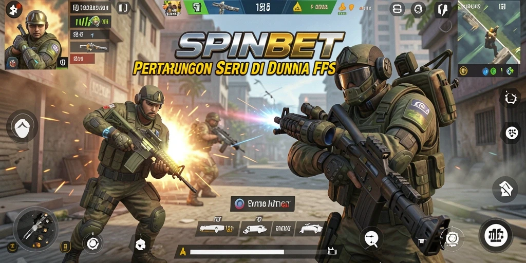 Gameplay SPINBET yang mendebarkan dengan aksi tembak menembak intens.