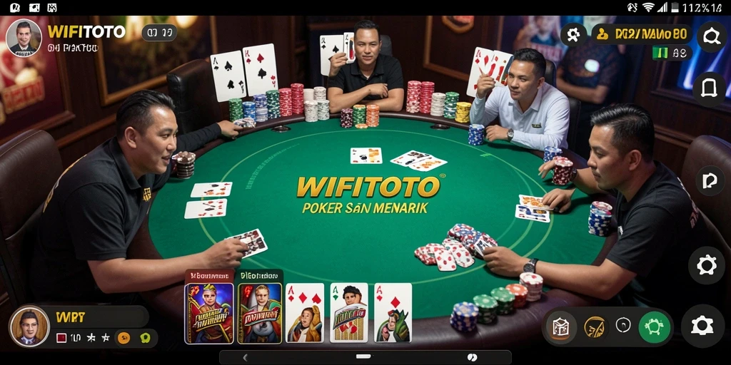 Screenshot gameplay <strong>WIFITOTO</strong> menampilkan suasana permainan poker yang mendebarkan.