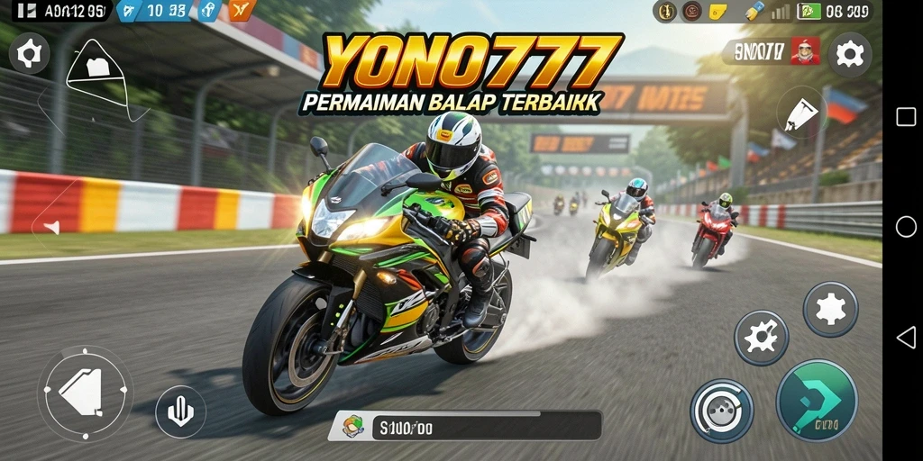 Gameplay seru YONO777 dengan balapan motor yang cepat dan mendebarkan.
